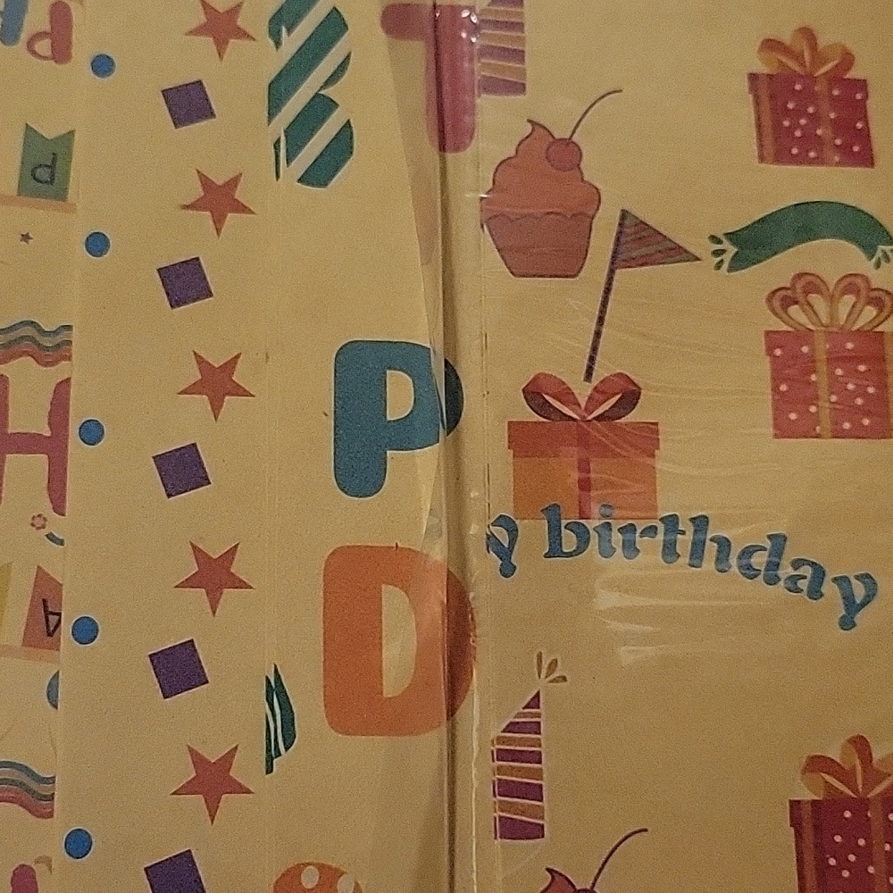 4 Designs Happy Birthday Gift Wrap 8 Sheets Lot of 2 Packs